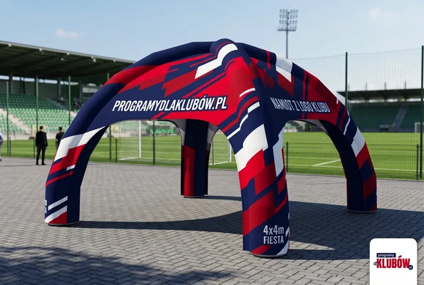 Namiot pneumatyczny reklamowy pająk Fiesta 4x4m bez ścian bocznych z pełnym zadrukiem klubowym