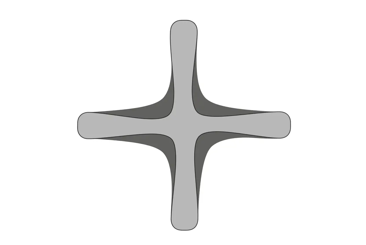 Schemat pokazujący pierwszy krok montażu namiotu pneumatycznego Fiesta. Rozłożony płasko materiał w kształcie krzyża na trawie.