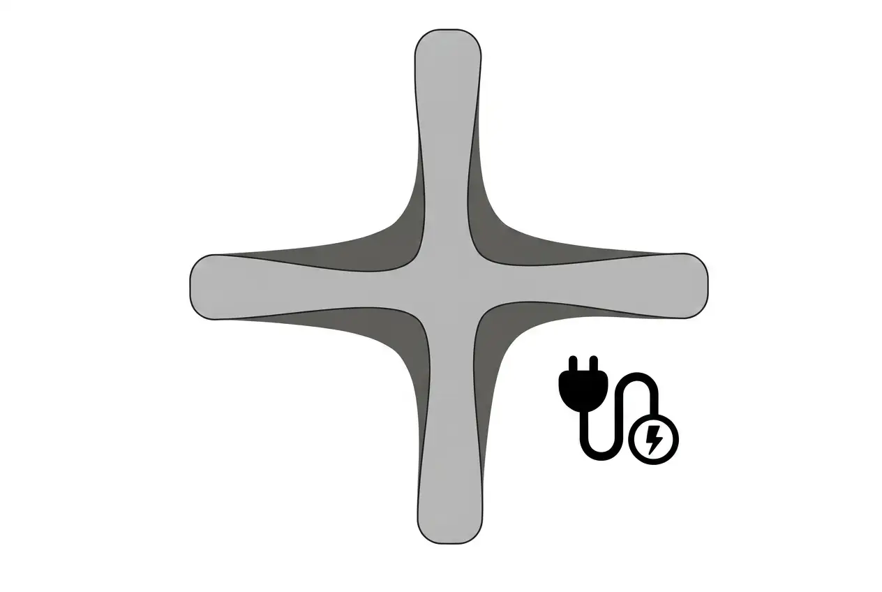 Ikona wtyczki prądowej symbolizująca podłączenie wentylatora namiotu pneumatycznego do zasilania.