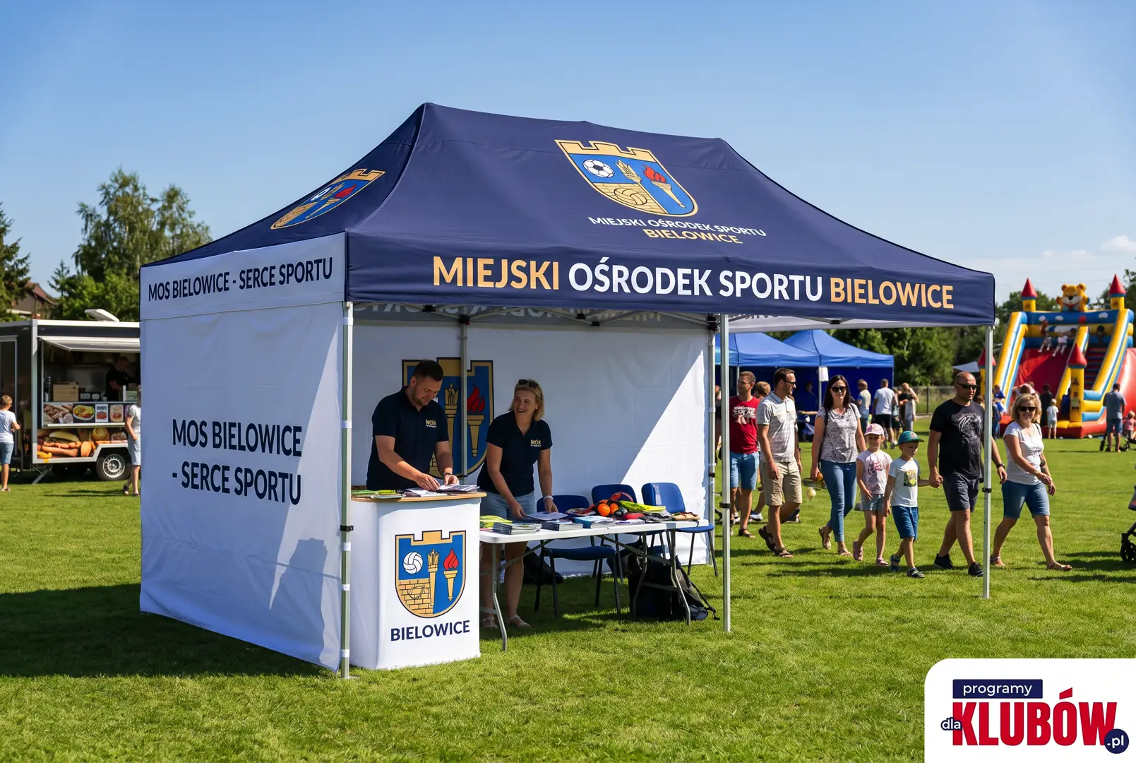 Namiot reklamowy 3x6m z logo klubu i ścianami bocznymi z nadrukiem – realizacja dla klubu sportowego